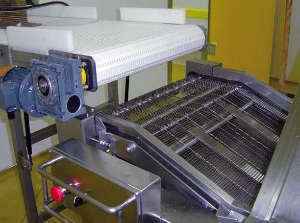 Input conveyor to deep fryer