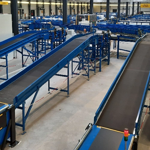 convoyeur à bande pour ligne de tri de colis