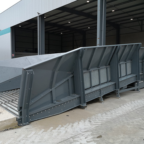 Pneumatic processing unloading storage line